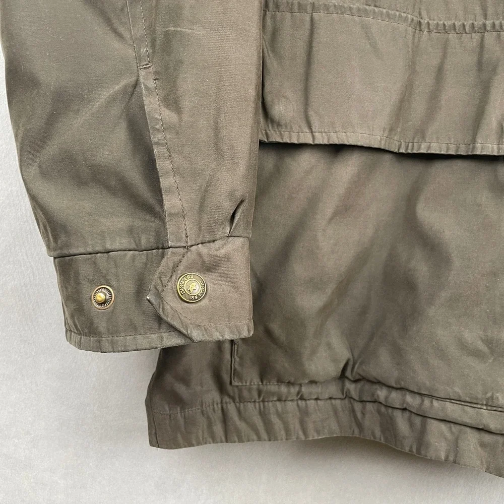 Dockers Mens Field Jacket‎ Olive Brown Resin Coated Fleece Quilted Lined L READ